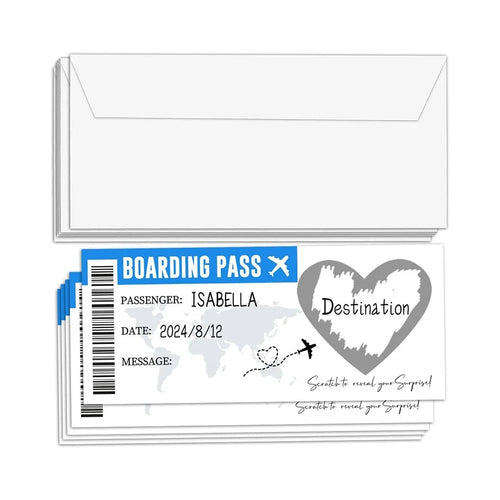 5Pcs / Set Surprise Scratch Off Boarding Pass Cards for Birthday Wedding Party DIY Game Gift - Silver - 1