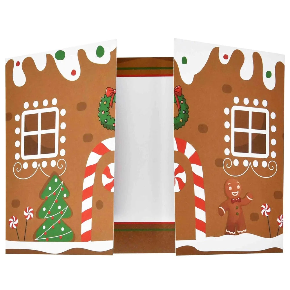 10 Pack Christmas Gingerbread House Greeting Cards Gift (10 Cards + 10 Envelopes) Tri-Fold Double-Sided Holiday Party Decoration Cards - 2