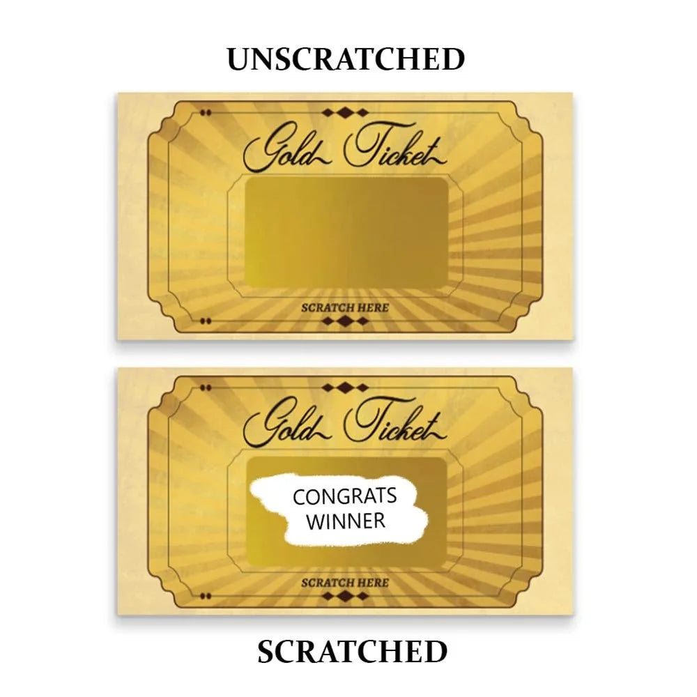 20Pack Gold Blank Scratch Cards Metallic DIY Party Game Cards Gift for Birthday Party Lottery Activities - 2