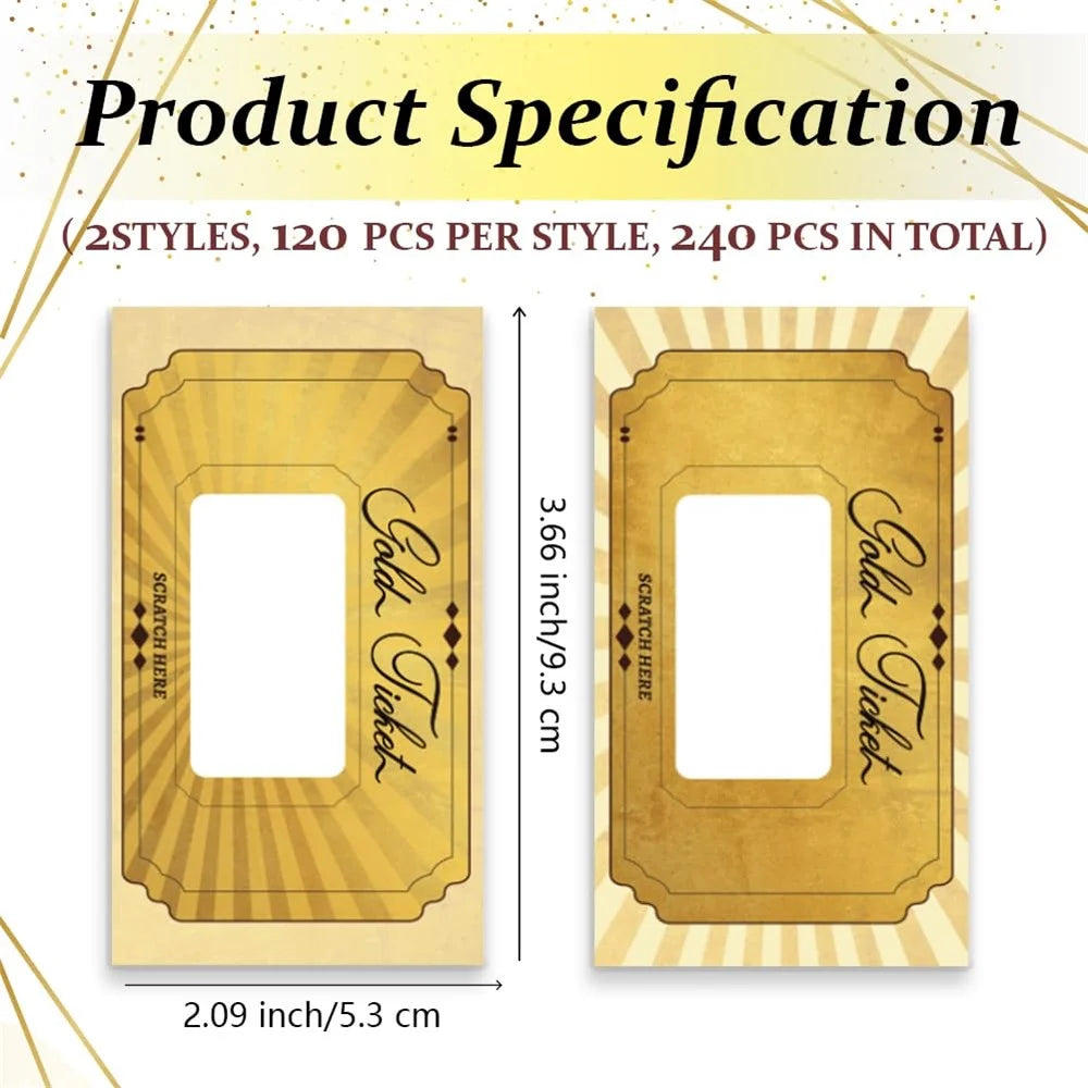 20Pack Gold Blank Scratch Cards Metallic DIY Party Game Cards Gift for Birthday Party Lottery Activities - 7