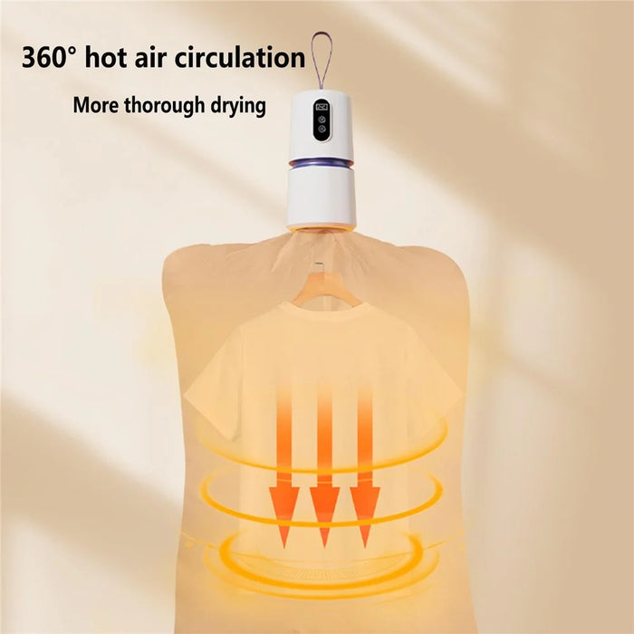 240-Min Timer Pocket Sized Mini Clothes Dryer 360° PTC Hot Air Circulation Drying Machine - EU Plug  /  White - 2