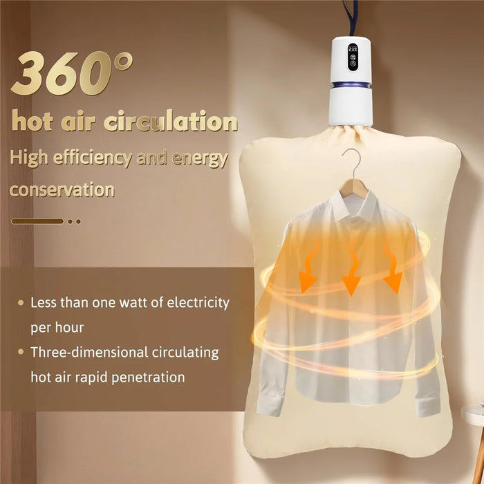 240-Min Timer Pocket Sized Mini Clothes Dryer 360° PTC Hot Air Circulation Drying Machine - EU Plug  /  White - 4