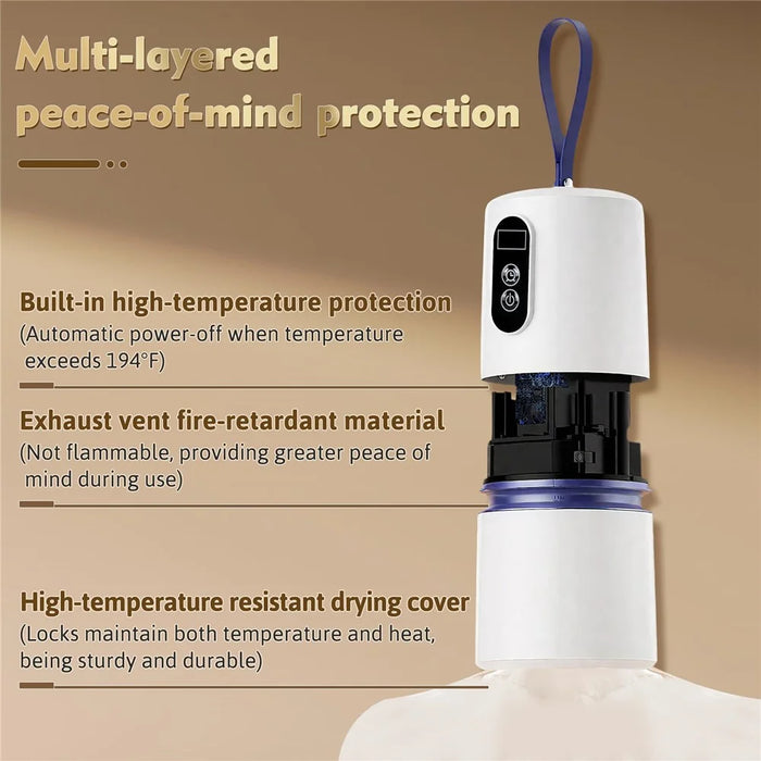 240-Min Timer Pocket Sized Mini Clothes Dryer 360° PTC Hot Air Circulation Drying Machine - EU Plug  /  White - 5
