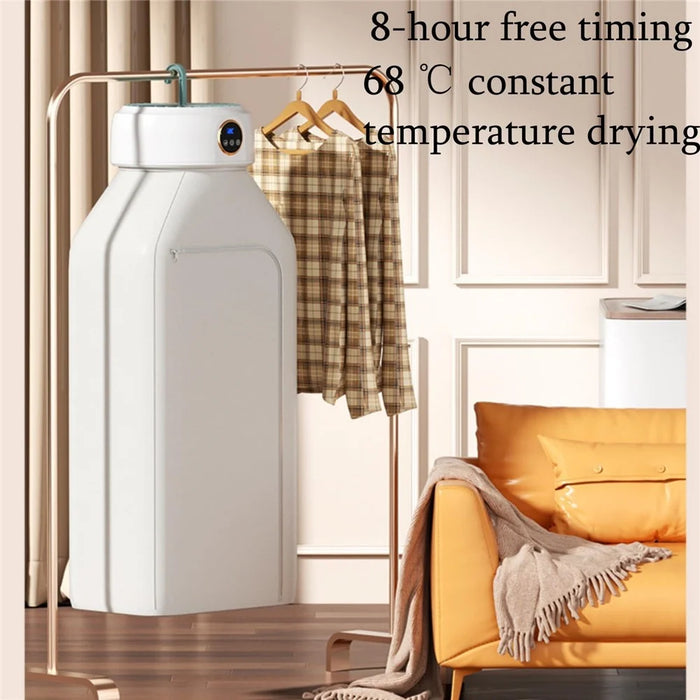 360° Circulation Foldable Clothes Dryer 68°C Constant Temp Drying Machine 10KG Large Capacity - EU Plug  /  Milky White - 4