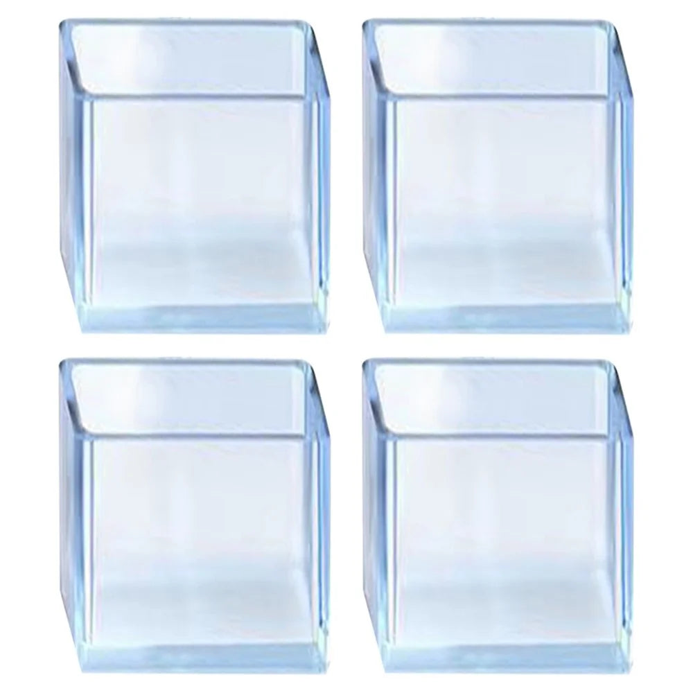 4Pcs  /  Set 25*38mm Rectangular Chair Leg Protectors Clear Rubber Furniture Leg Covers Caps Table Feet Pads - 1