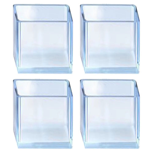 4Pcs  /  Set 25*38mm Rectangular Chair Leg Protectors Clear Rubber Furniture Leg Covers Caps Table Feet Pads - 1