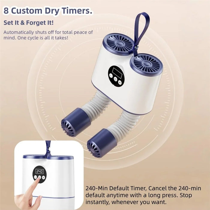 55°C Constant Heat UV Sterilizing Smart Shoe Dryer Dual Fan Fast Drying Retractable Shoe Warmer 8-Speed Timer - 3