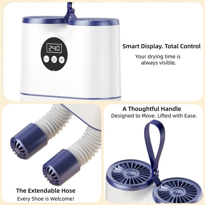 55°C Constant Heat UV Sterilizing Smart Shoe Dryer Dual Fan Fast Drying Retractable Shoe Warmer 8-Speed Timer - 4