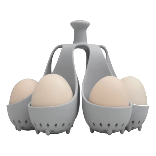 Creative Silicone Eggs Cooker Even Heating Boiled Egg Maker with Drainage Holes Storage Tray for 6 Eggs - 1