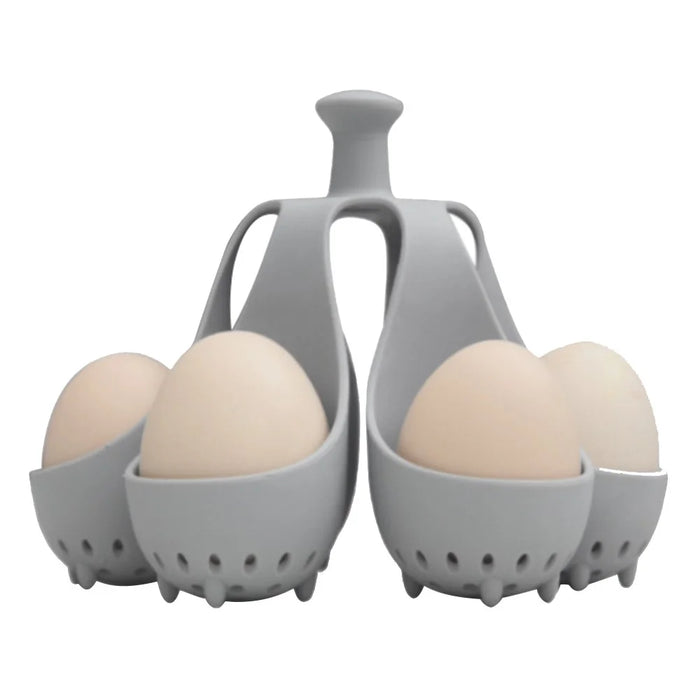 Creative Silicone Eggs Cooker Even Heating Boiled Egg Maker with Drainage Holes Storage Tray for 6 Eggs - 1