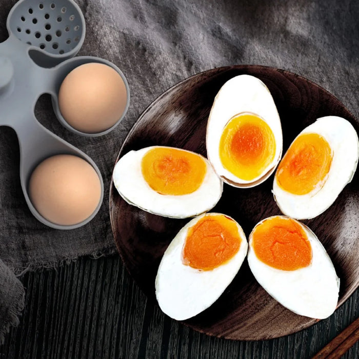 Creative Silicone Eggs Cooker Even Heating Boiled Egg Maker with Drainage Holes Storage Tray for 6 Eggs - 4
