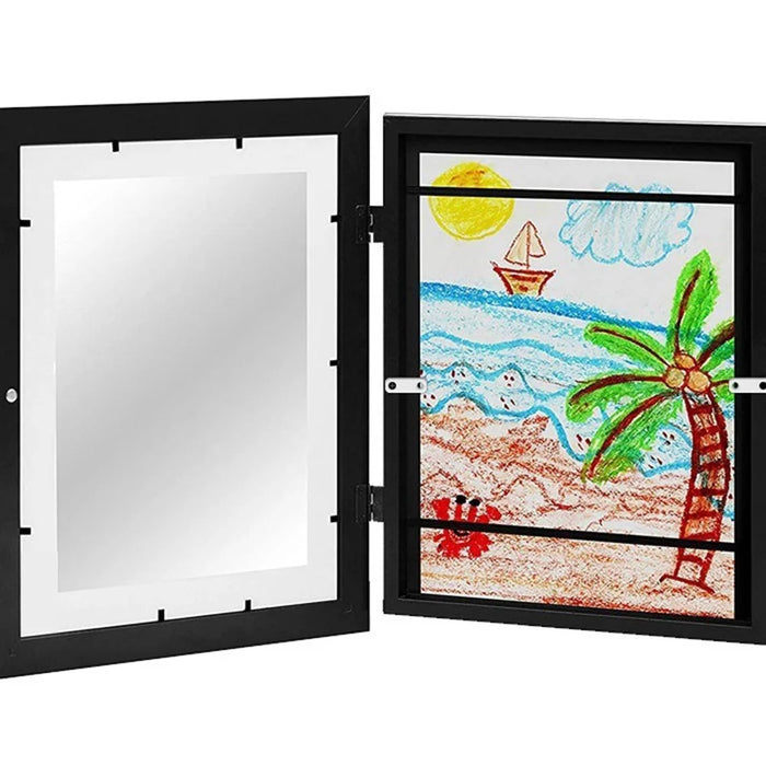 A4 (21x29.7cm) Flip Photo Frame Magnetic Picture Frame Clear Display for Art Photos Storage - Black - 3