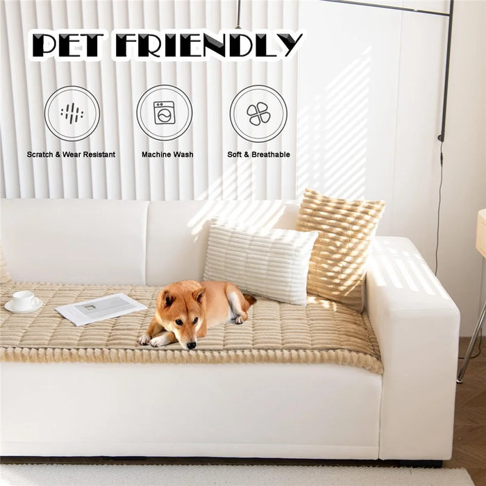 70x180cm Pet-Friendly Sofa Cushion Thickened Soft Corduroy Sofa Cover Breathable Non-Slip - Coffee - 4