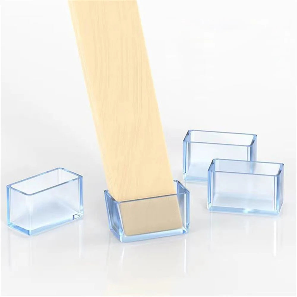 4Pcs  /  Set 20*40mm Rectangular Chair Leg Rubber Pads Chair / Table Leg Caps Transparent Anti-scratch Floor Protectors - 2