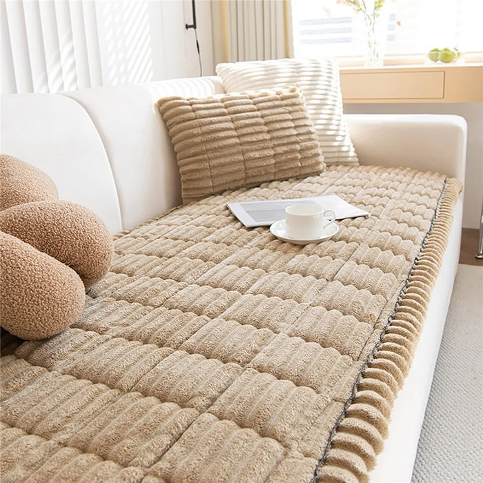 70×210cm Thickened Non-Slip Sofa Cushion Soft Breathable Corduroy Sofa Protector - Coffee - 6