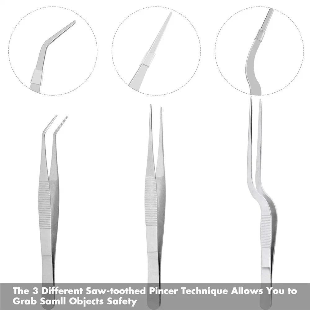 6Pcs Plating Tools Set Decorating Spoons Kit Stainless Steel Tweezers Sauce Drawing Spoon for Cooking / Baking / Dessert Decoration (No FDA) - Brown - 3