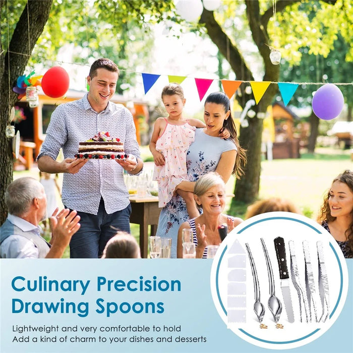 12Pcs Plating Tools Set Decorating Spoons Cooking Utensils Stainless Steel Tweezers Sauce Painting Scrapers for Baking / Pastry (No FDA) - Black - 4