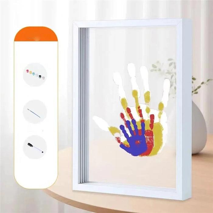 Transparent Photo Frame DIY Handprint Frame Family Multi-Person Handprint Gift Creative Souvenir Decor - White - 3