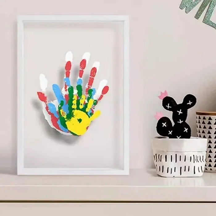 Transparent Family Handprint Photo Frame DIY Art Print Gift Multi Person Handprint Frame with LED Light - White - 2