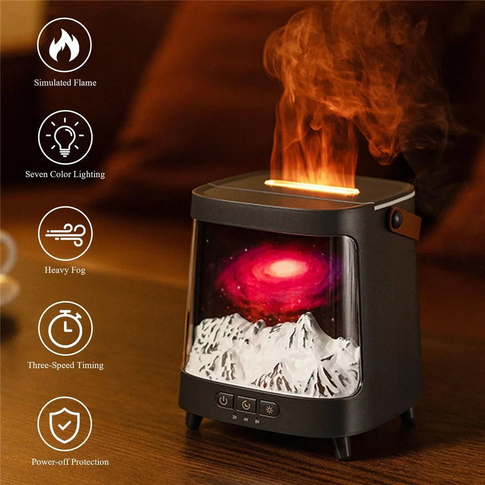 Aroma Diffuser USB Humidifier Colorful Flame Atmosphere Light Mist Maker for Home Office - Planet / White - 2