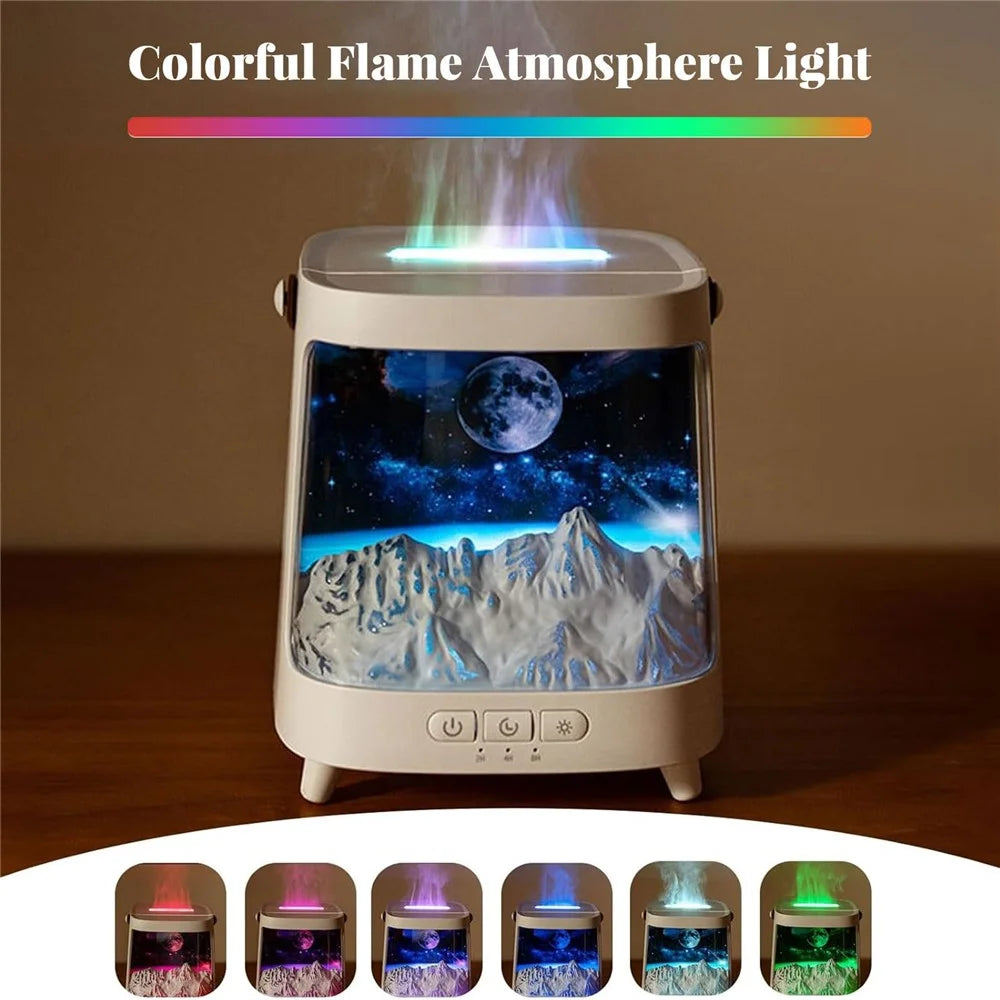 Aroma Diffuser USB Humidifier Colorful Flame Atmosphere Light Mist Maker for Home Office - Planet / White - 4