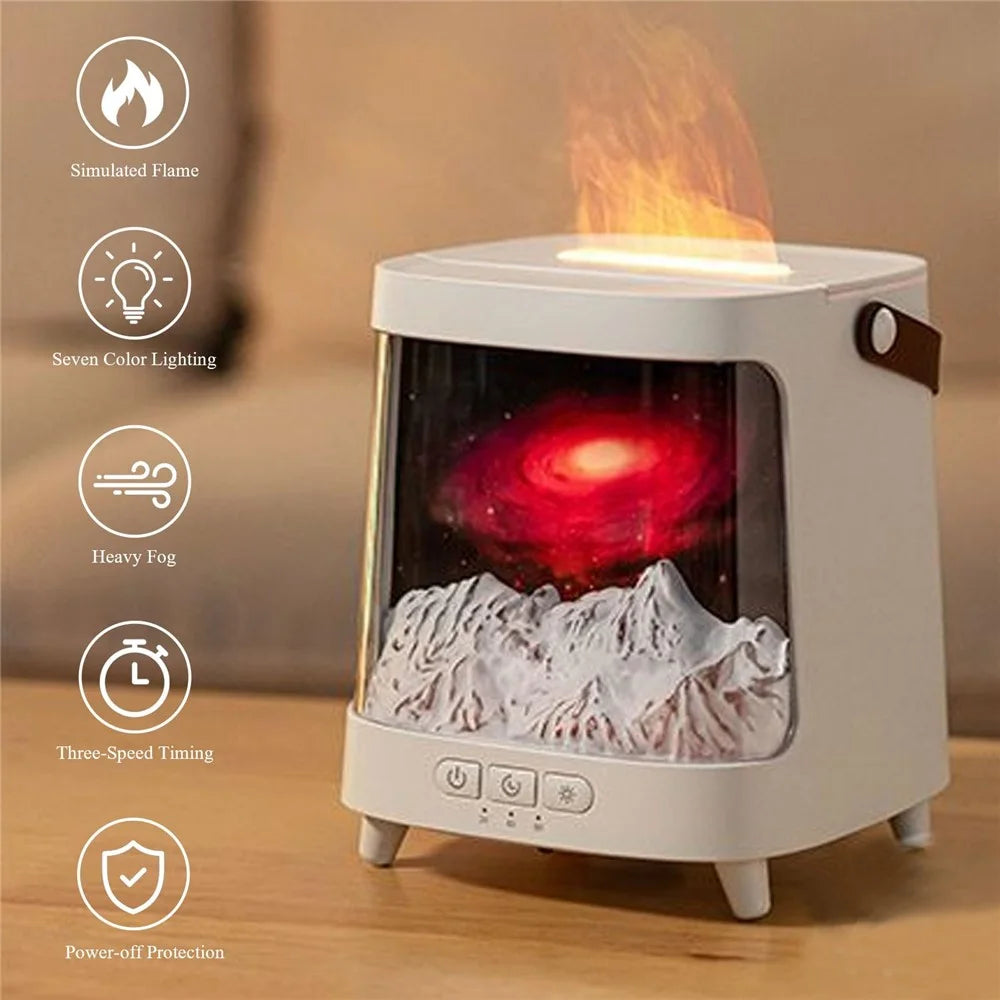 Aroma Diffuser USB Humidifier Colorful Flame Atmosphere Light Mist Maker for Home Office - Planet / White - 6