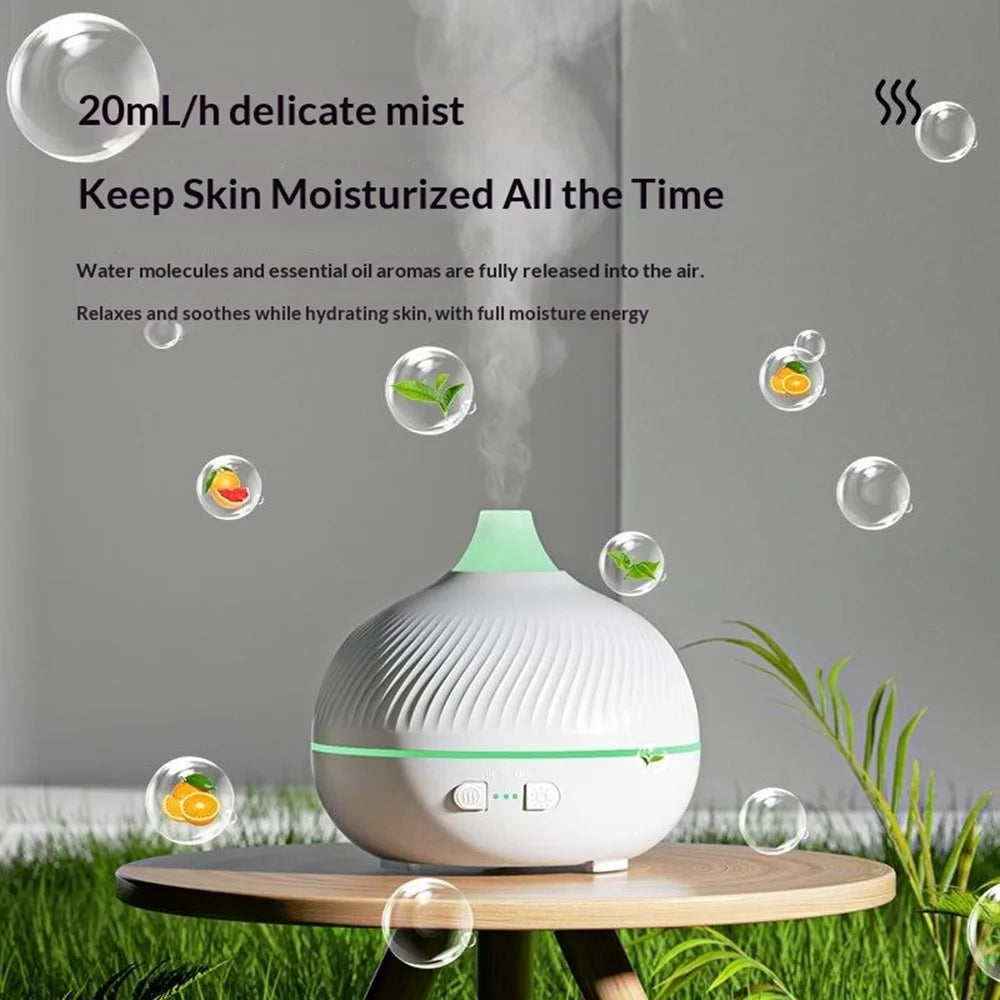 ESR Onion-Shaped Aromatherapy Diffuser with Simulated Flame USB Desktop Ultrasonic Humidifier for Home Bedroom Office Living Room - White - 2