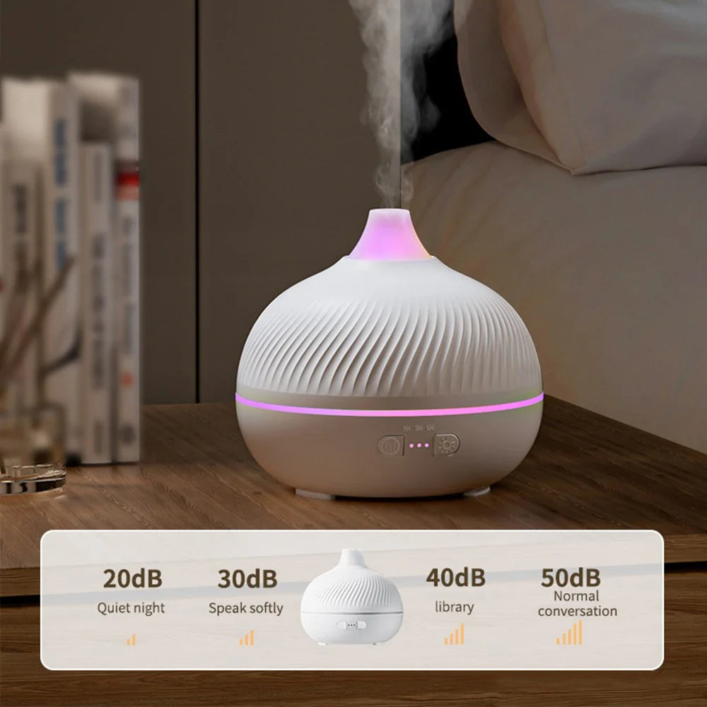 ESR Onion-Shaped Aromatherapy Diffuser with Simulated Flame USB Desktop Ultrasonic Humidifier for Home Bedroom Office Living Room - White - 6
