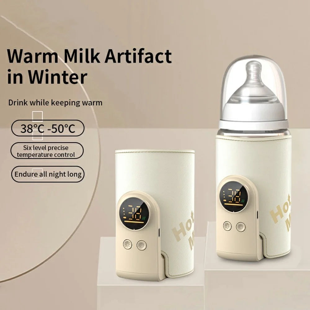 6000mAh Battery Operated Baby Bottle Warmer 360° Wrapping Heating Portable Thermostatic Bottle Sleeve with 18W USB / Type-C Fast Charge - 2