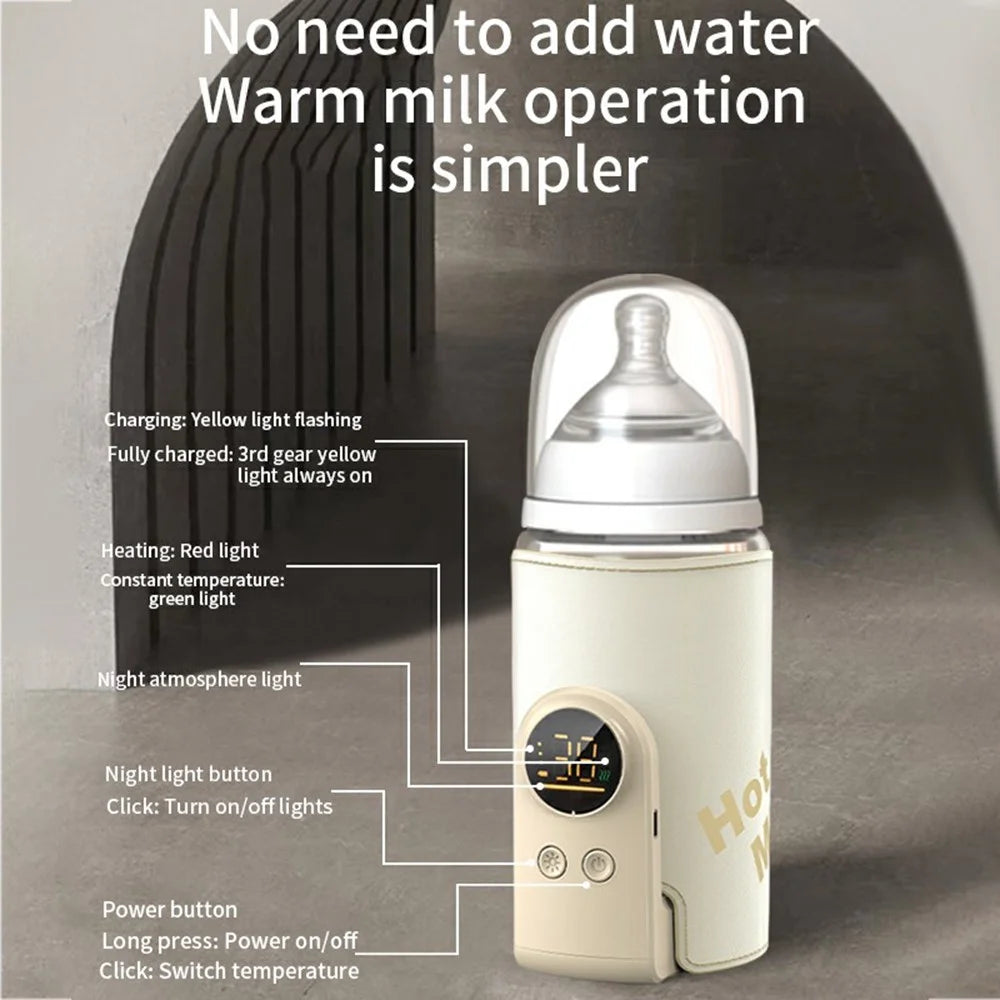 6000mAh Battery Operated Baby Bottle Warmer 360° Wrapping Heating Portable Thermostatic Bottle Sleeve with 18W USB / Type-C Fast Charge - 6