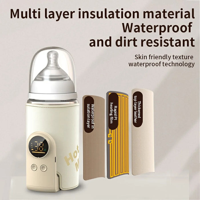 8000mAh Bottle Warmer 360° Uniform Heating Milk Sleeve Smart Temperature Control Baby Bottle Warmer - Battery - 5