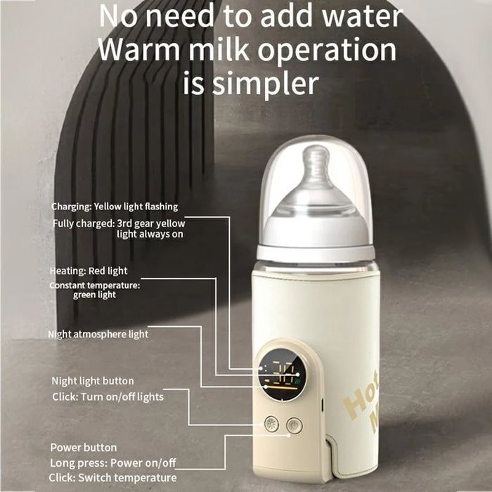 8000mAh Bottle Warmer 360° Uniform Heating Milk Sleeve Smart Temperature Control Baby Bottle Warmer - Battery - 6