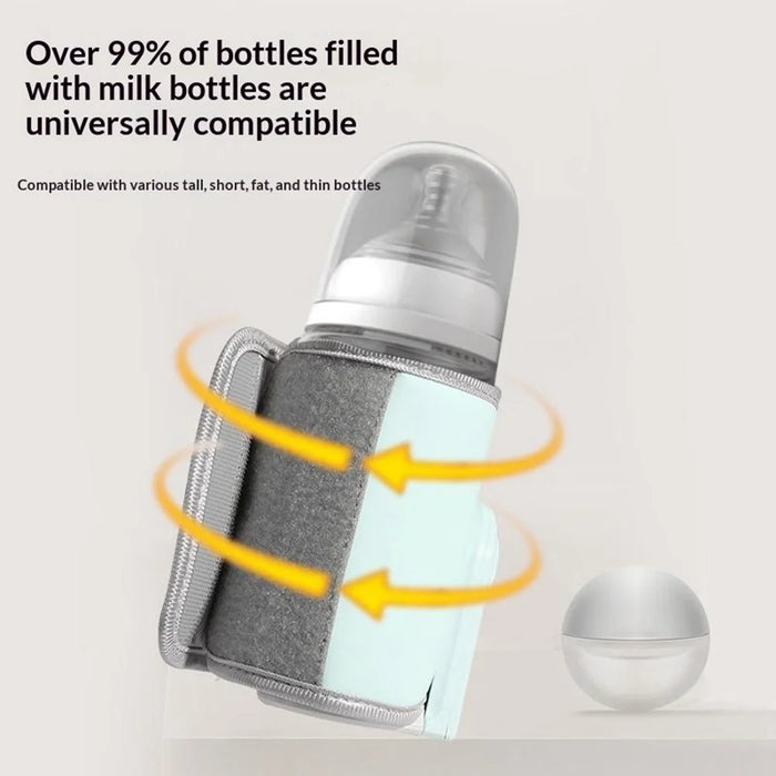 K7 Smart Constant Temperature Bottle Warmer USB Plug-in Baby Bottle Heater with 360° Full Wrapping Fast Heating Bottle Insulation Sleeve - Light Blue - 2