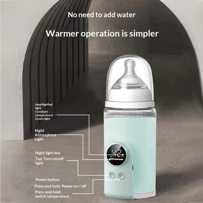 K7 Smart Constant Temperature Bottle Warmer USB Plug-in Baby Bottle Heater with 360° Full Wrapping Fast Heating Bottle Insulation Sleeve - Light Blue - 4