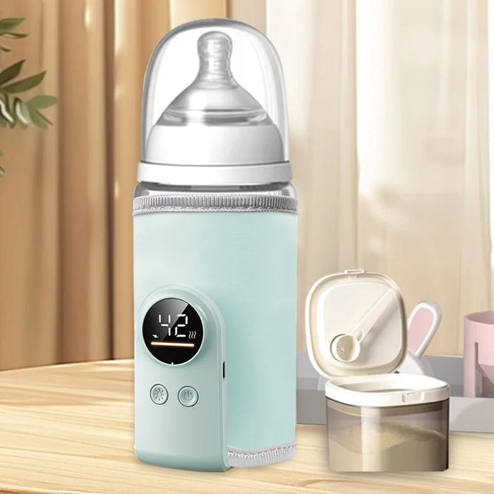 K7 Smart Constant Temperature Bottle Warmer USB Plug-in Baby Bottle Heater with 360° Full Wrapping Fast Heating Bottle Insulation Sleeve - Light Blue - 5