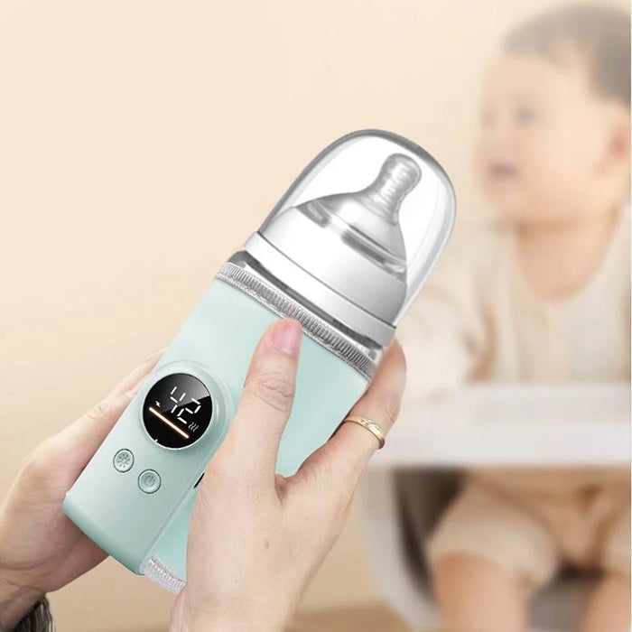 K7 Smart Constant Temperature Bottle Warmer USB Plug-in Baby Bottle Heater with 360° Full Wrapping Fast Heating Bottle Insulation Sleeve - Light Blue - 6