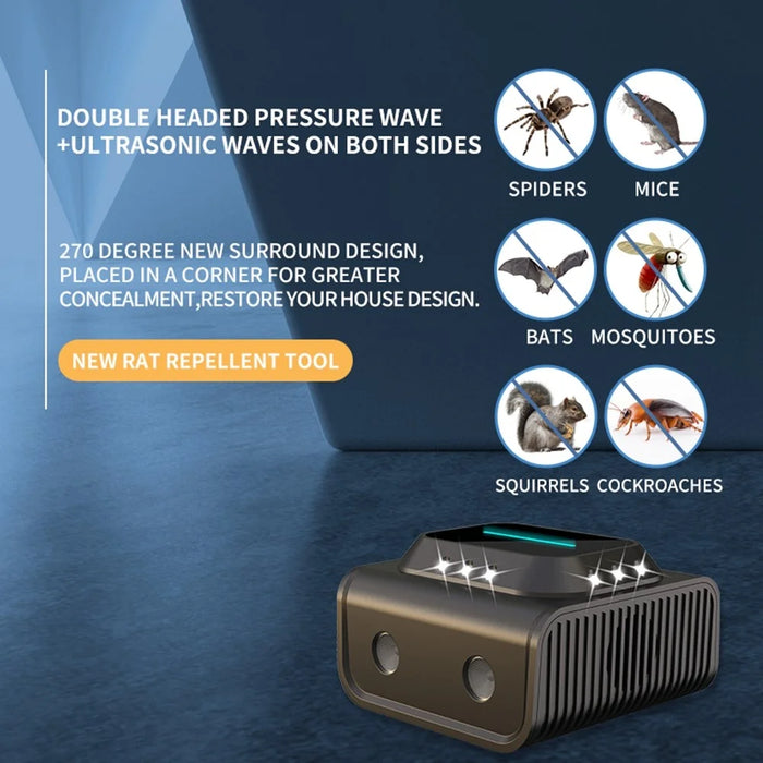 B02 Ultrasonic High Power Rodent Repellent Rat Repeller with LED Light Pest Control Device for Mice Cockroaches - 5