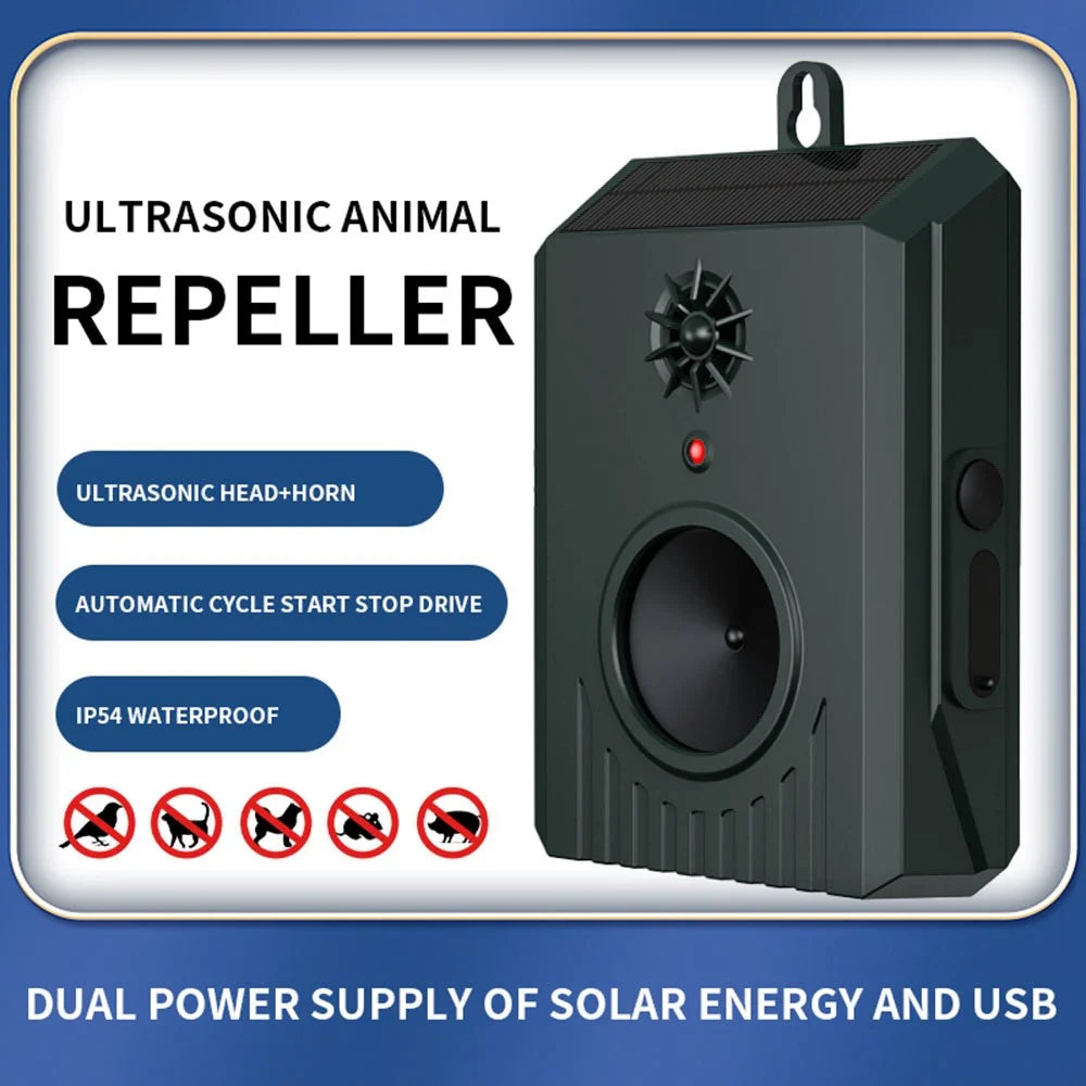 B10 Wall Mounted Ultrasonic Animal Repellent Outdoor Solar Powered Pest Control Device for Mice Dogs Birds - 5