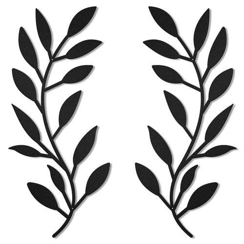 2Pcs Metal Wall Art Leaf Branch Decor Olive Tree Leaves Wall Sculpture for Living Room / Home Decoration - BG-002-A - 1