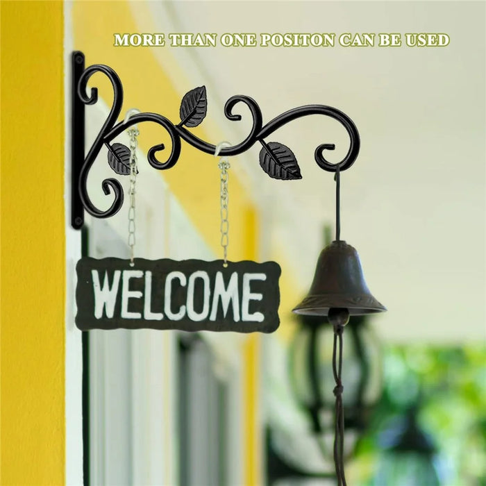 Wrought Iron Wall Mounted Holder Hanging Basket Bracket Flower Pot Hanger Wind Chime Lantern Support for Garden Decor - 6