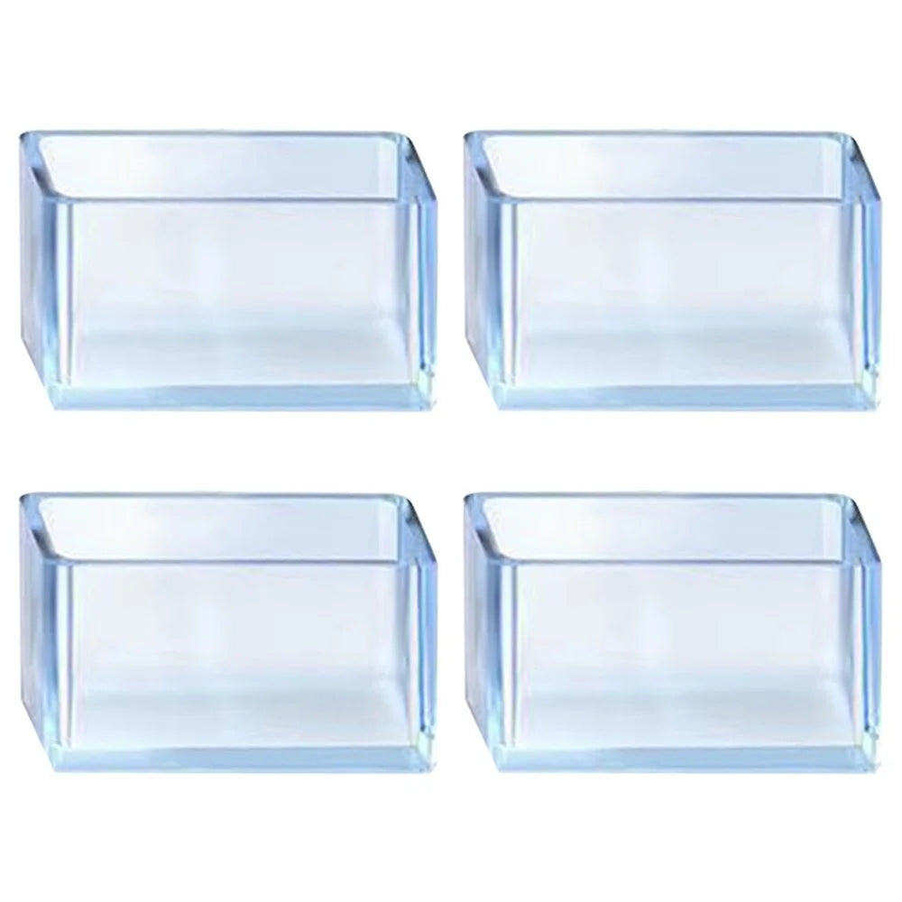 4Pcs / Set 80*80mm Square Transparent Chair Leg Caps Rubber Feet Protector Dust Cover Furniture Leveling Feet System - 1