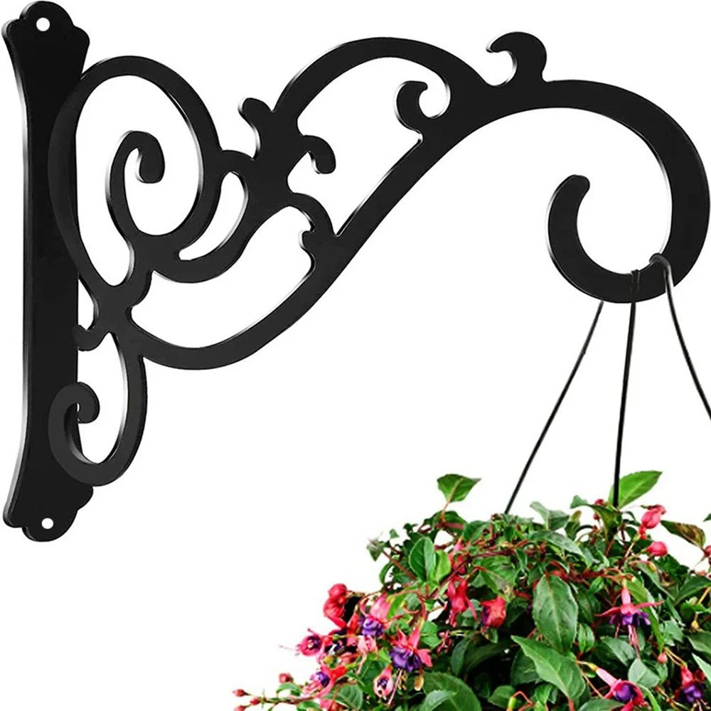 Wall-Mounted Iron Flower Rack Minimalist Retro Hanging Planter Holder Heavy Duty Balcony Hanger for Flower Pots Wind Chimes Decorations - 1