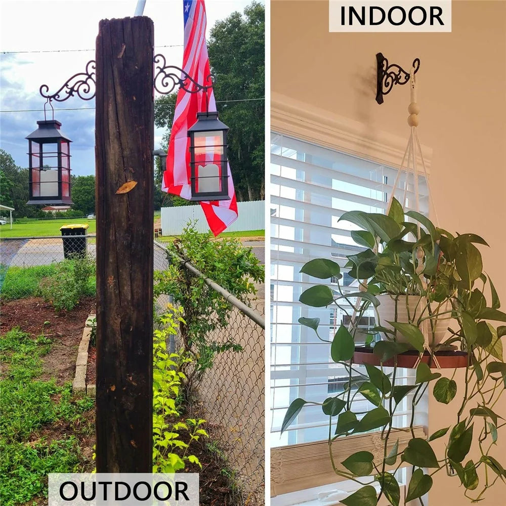 Wall-Mounted Iron Flower Rack Minimalist Retro Hanging Planter Holder Heavy Duty Balcony Hanger for Flower Pots Wind Chimes Decorations - 2
