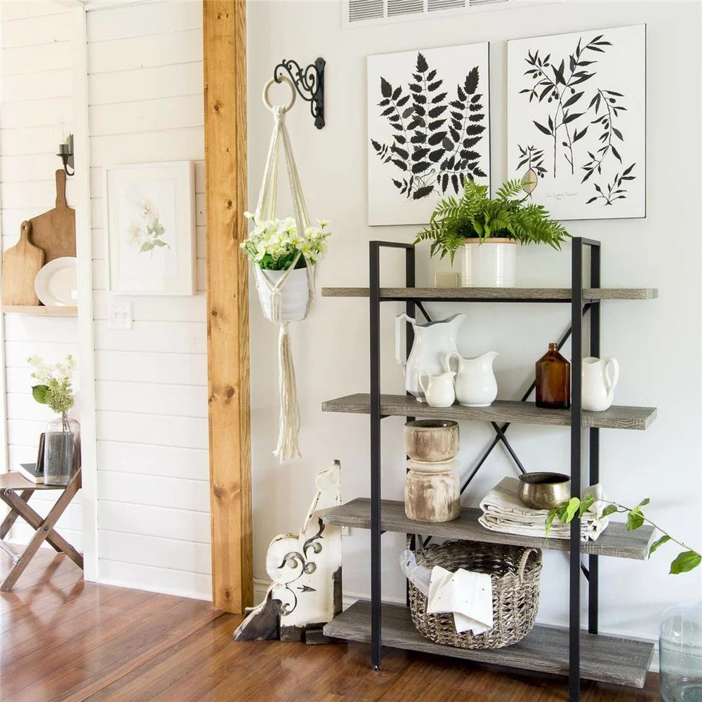 Wall-Mounted Iron Flower Rack Minimalist Retro Hanging Planter Holder Heavy Duty Balcony Hanger for Flower Pots Wind Chimes Decorations - 3