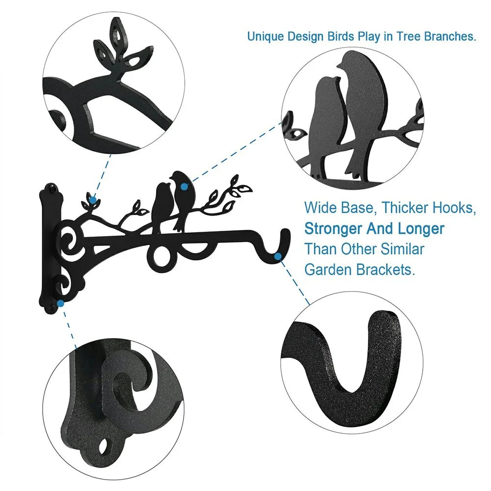 Iron Wall-Mounted Basket Hook Retro Hanging Planter Bracket Heavy Duty Hanger for Garden Patio - 2