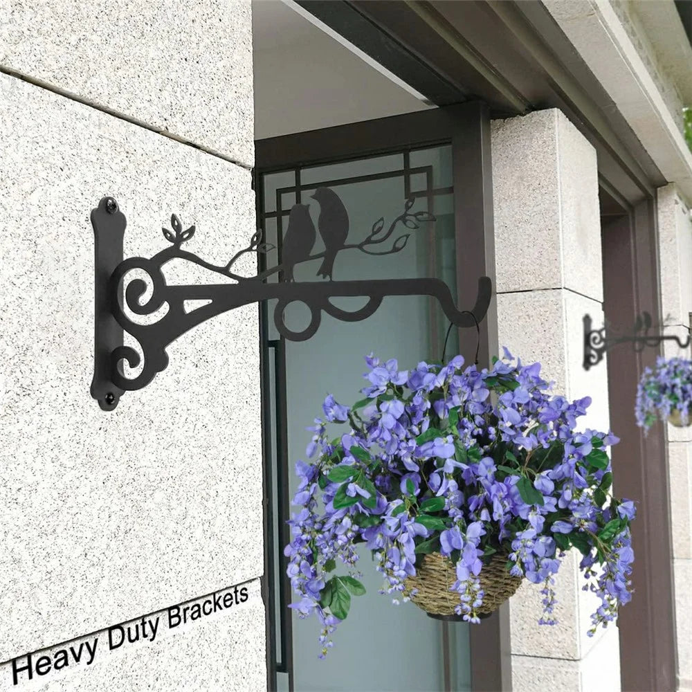 Iron Wall-Mounted Basket Hook Retro Hanging Planter Bracket Heavy Duty Hanger for Garden Patio - 3