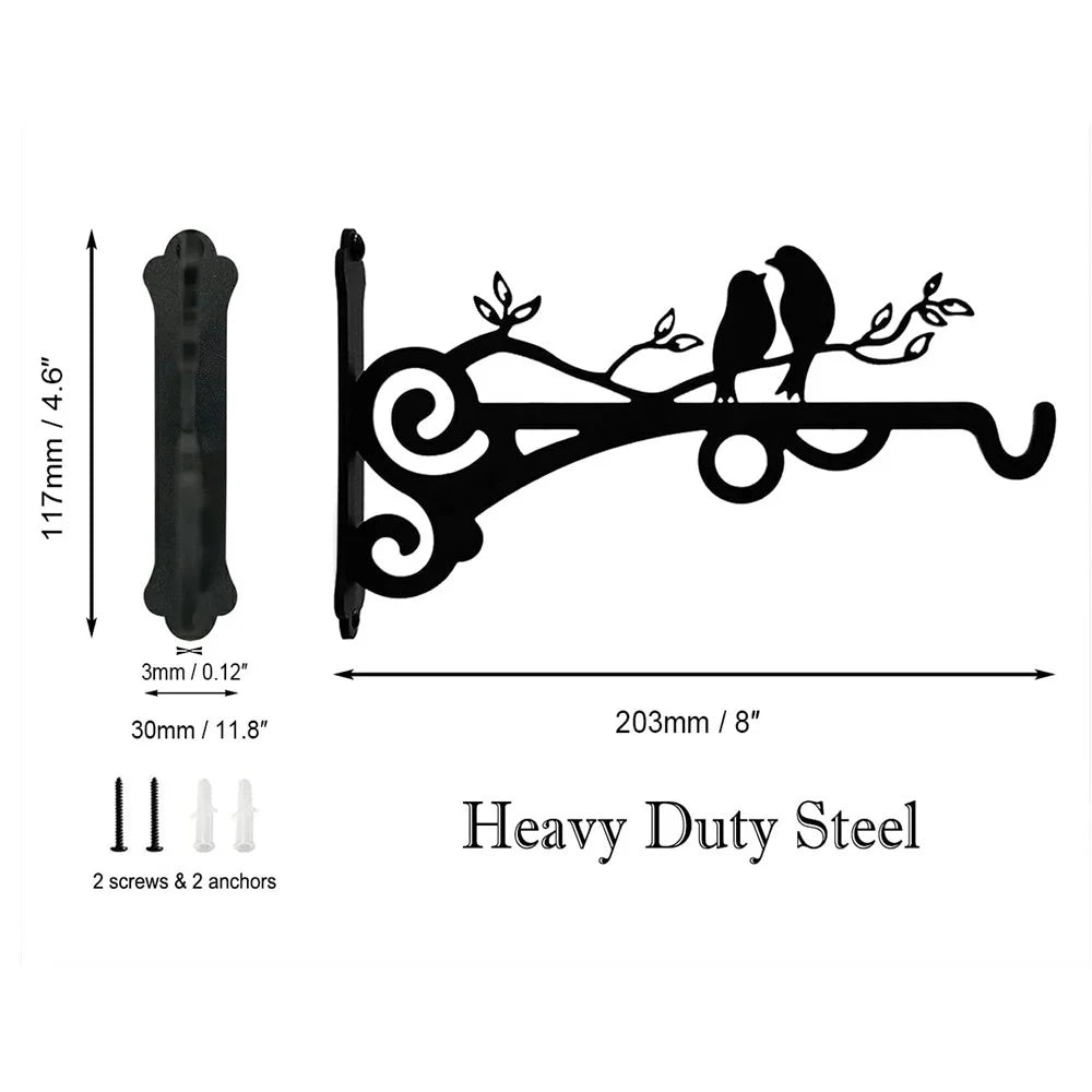 Iron Wall-Mounted Basket Hook Retro Hanging Planter Bracket Heavy Duty Hanger for Garden Patio - 6