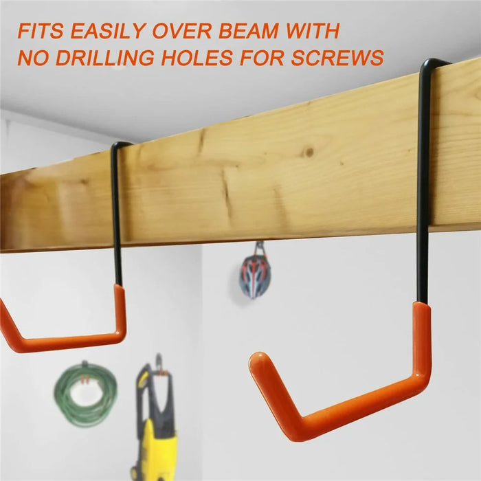 6Pcs Large S-Shaped Garage Hooks Heavy Duty Wall-Mounted Hangers for Bicycles Ladders Garden Tools - Dip Coated  /  Black - 3