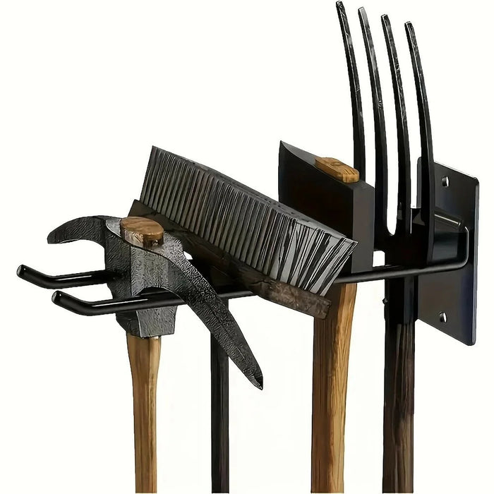 Wall-Mounted Garden Tool Storage Rack Heavy Duty Iron Tool Hanger Rust-Resistant Organizer for Garden Balcony Garage - Black - 4