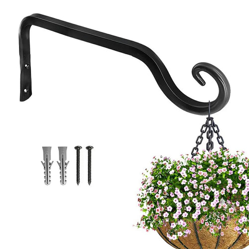Balcony Garden Decorative Hook Heavy Duty Iron Hanger Rustproof Wall-Mounted Rack for Flower Pots Wind Chimes Lanterns - Black - 1
